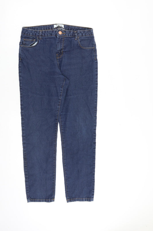 Dorothy Perkins Womens Blue Cotton Straight Jeans Size 14 L27 in Regular Zip