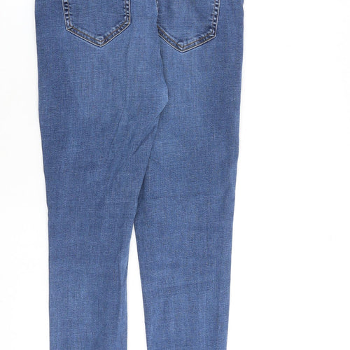 Per Una Womens Blue Cotton Skinny Jeans Size 12 L28 in Slim Zip