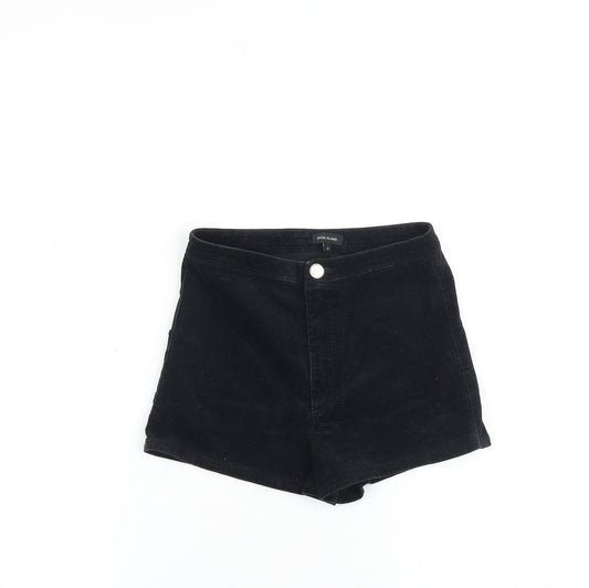 River Island Womens Black Herringbone Polyester Boyfriend Shorts Size 6 L3 in Regular Zip