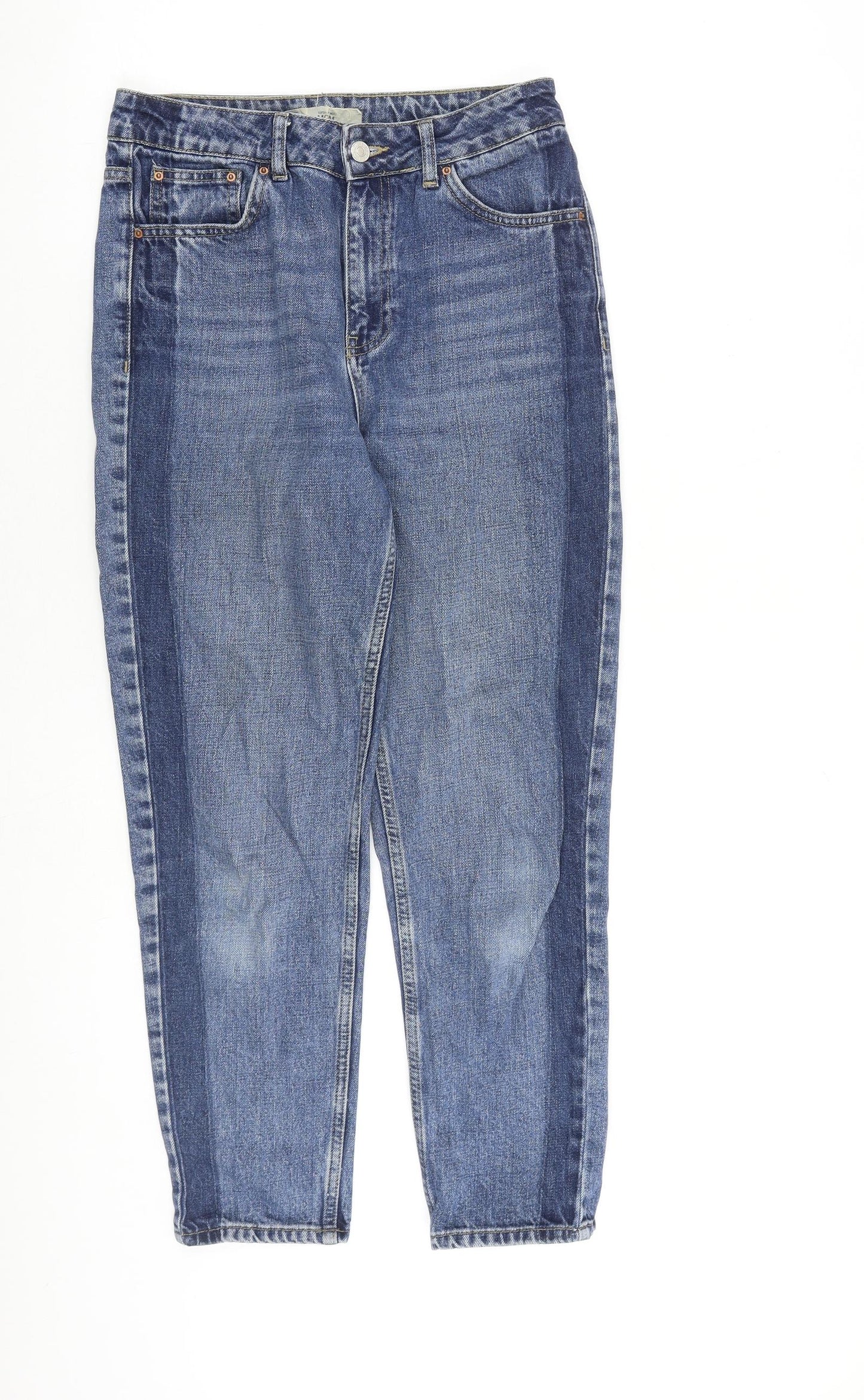 Topshop Womens Blue Cotton Mom Jeans Size 28 in L30 in Regular Zip