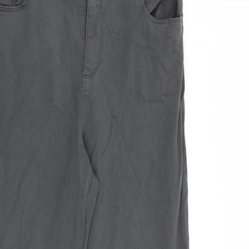 George Womens Grey Cotton Wide-Leg Jeans Size 14 L26 in Regular Zip