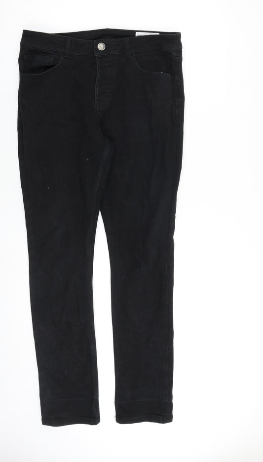 Denim & Co. Mens Black Cotton Skinny Jeans Size 32 in L32 in Slim Button