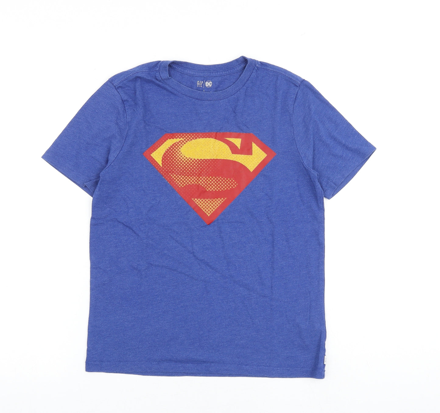Gap Boys Blue 100% Cotton Basic T-Shirt Size 10-11 Years Round Neck Pullover - Superman
