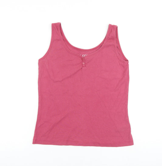 BHS Womens Pink 100% Cotton Basic Tank Size 12 Scoop Neck