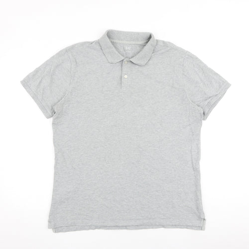 Gap Mens Grey 100% Cotton Polo Size M Collared Button