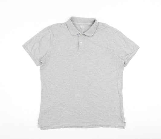 Gap Mens Grey 100% Cotton Polo Size M Collared Button