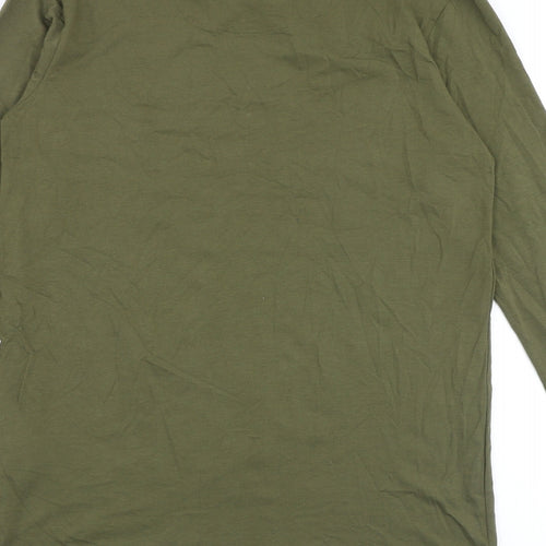 INTENSE Mens Green Cotton T-Shirt Size M Round Neck