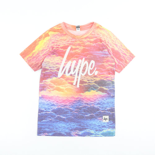 Hype Boys Multicoloured Polyester Basic T-Shirt Size 11-12 Years Round Neck Pullover - Cloud