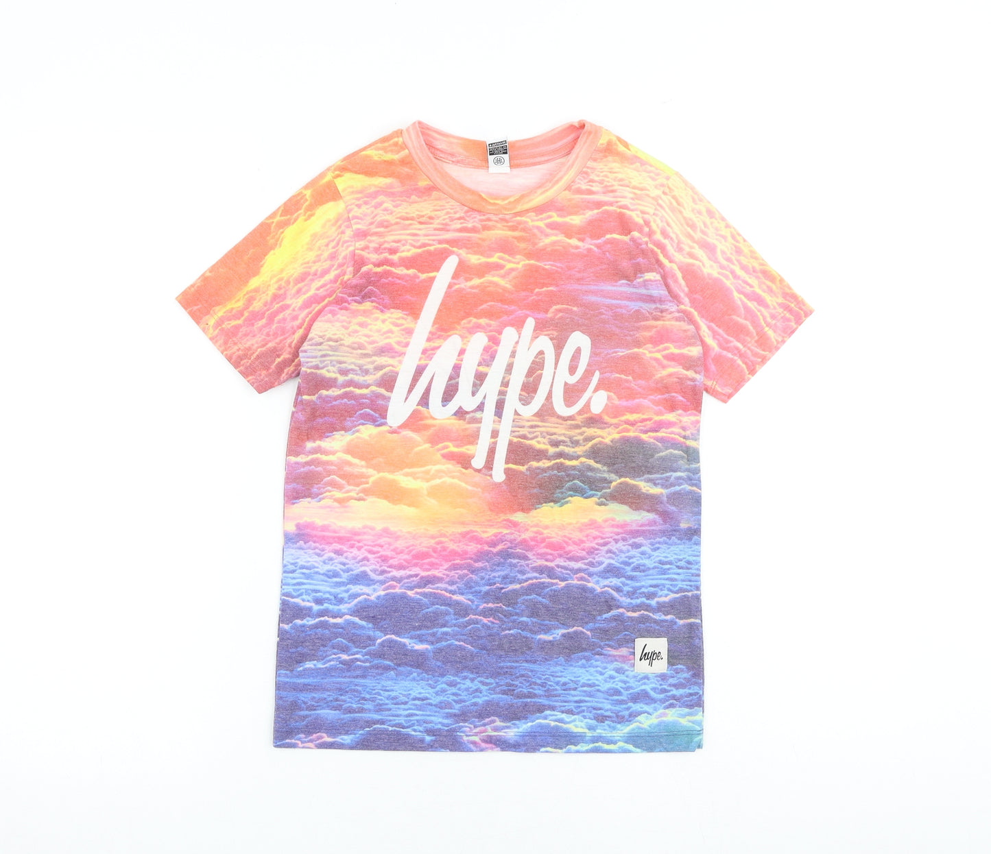 Hype Boys Multicoloured Polyester Basic T-Shirt Size 11-12 Years Round Neck Pullover - Cloud
