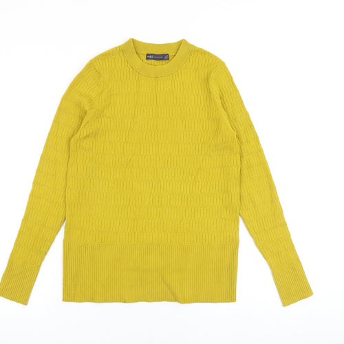 Marks and Spencer Womens Yellow Round Neck Viscose Pullover Jumper Size 14