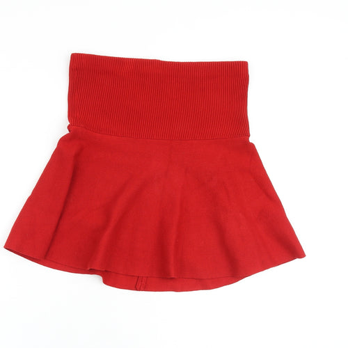 Zara Womens Red Polyester Skater Skirt Size S