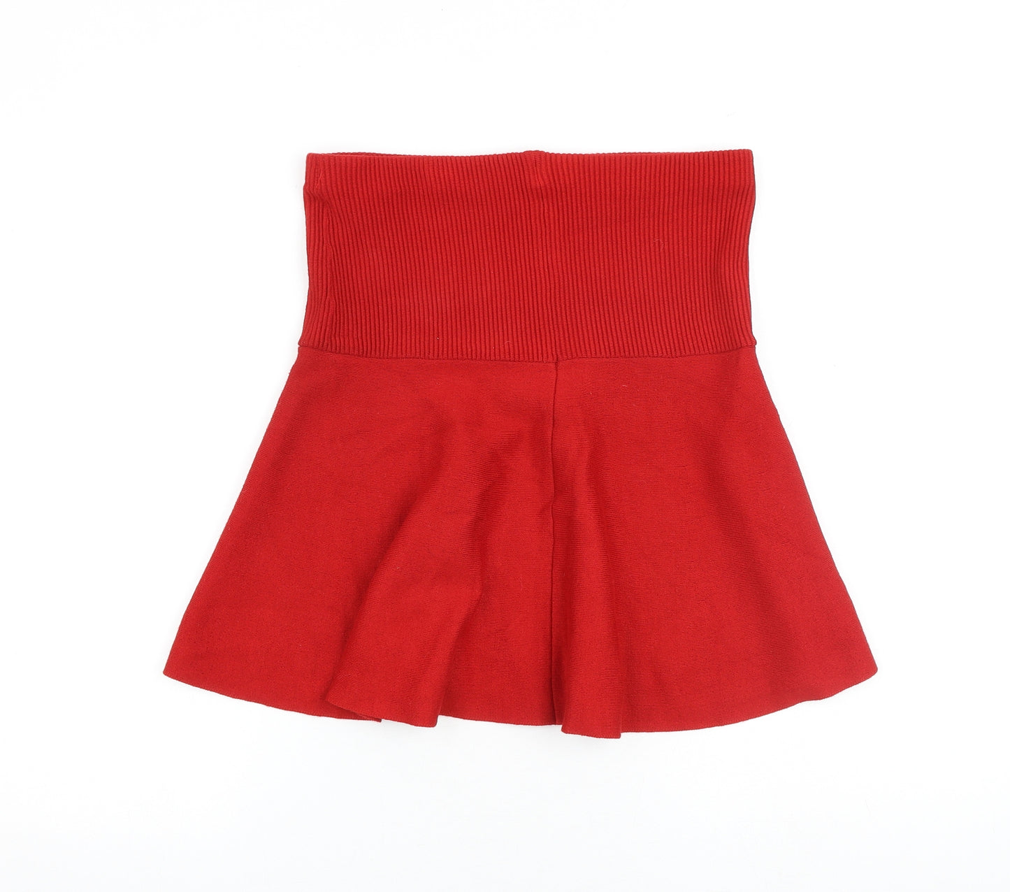 Zara Womens Red Polyester Skater Skirt Size S