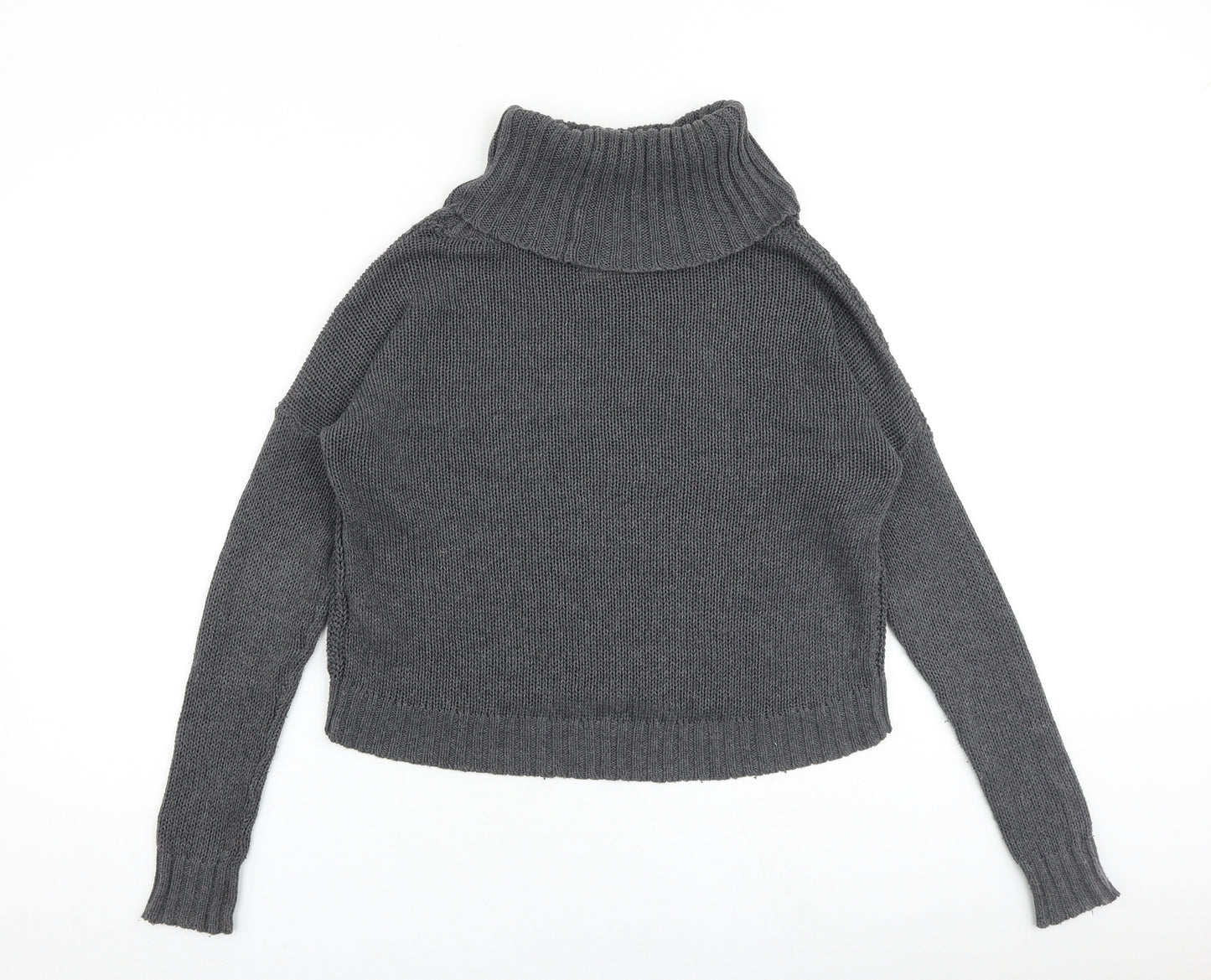 Hollister Womens Grey Roll Neck Cotton Pullover Jumper Size XS