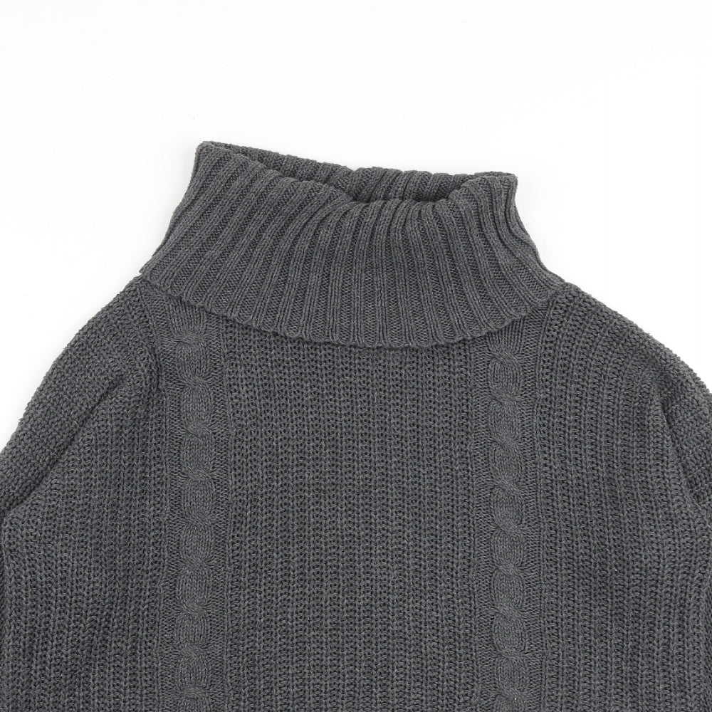 Hollister Womens Grey Roll Neck Cotton Pullover Jumper Size XS