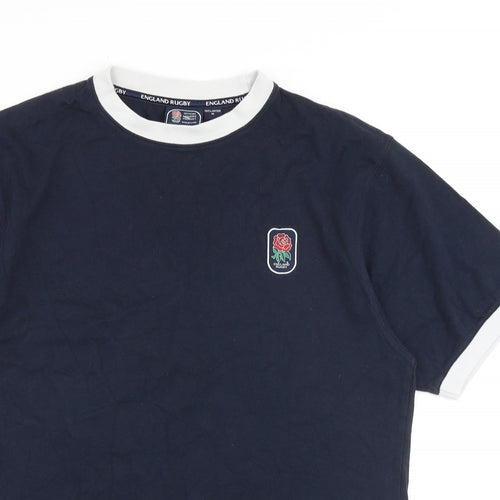 England Rugby Mens Blue Cotton T-Shirt Size M Round Neck