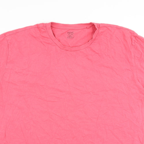 NEXT Mens Pink Cotton T-Shirt Size 2XL Round Neck