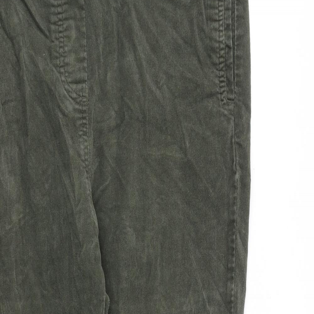 Marks and Spencer Womens Green Cotton Trousers Size 14 L28 in Regular
