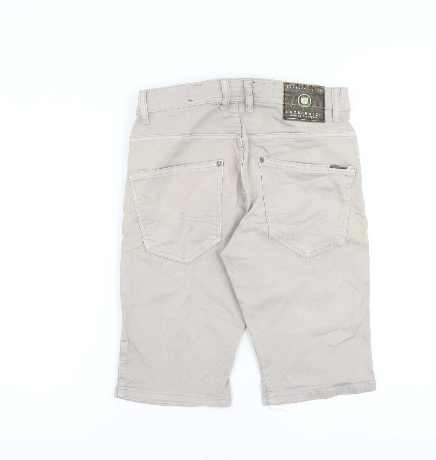 Crosshatch Mens Grey Cotton Chino Shorts Size 32 in L12 in Regular Zip