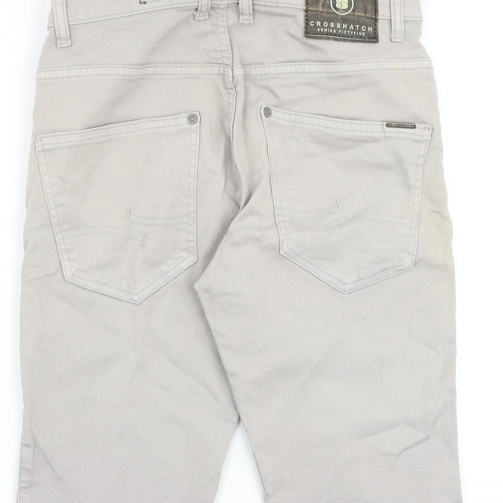 Crosshatch Mens Grey Cotton Chino Shorts Size 32 in L12 in Regular Zip