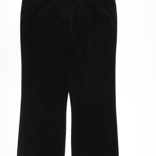 Marks and Spencer Womens Black Cotton Trousers Size 18 L34 in Regular Zip
