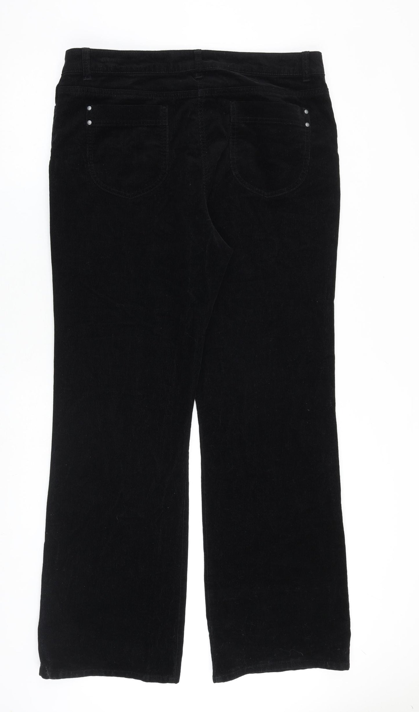 Marks and Spencer Womens Black Cotton Trousers Size 18 L34 in Regular Zip