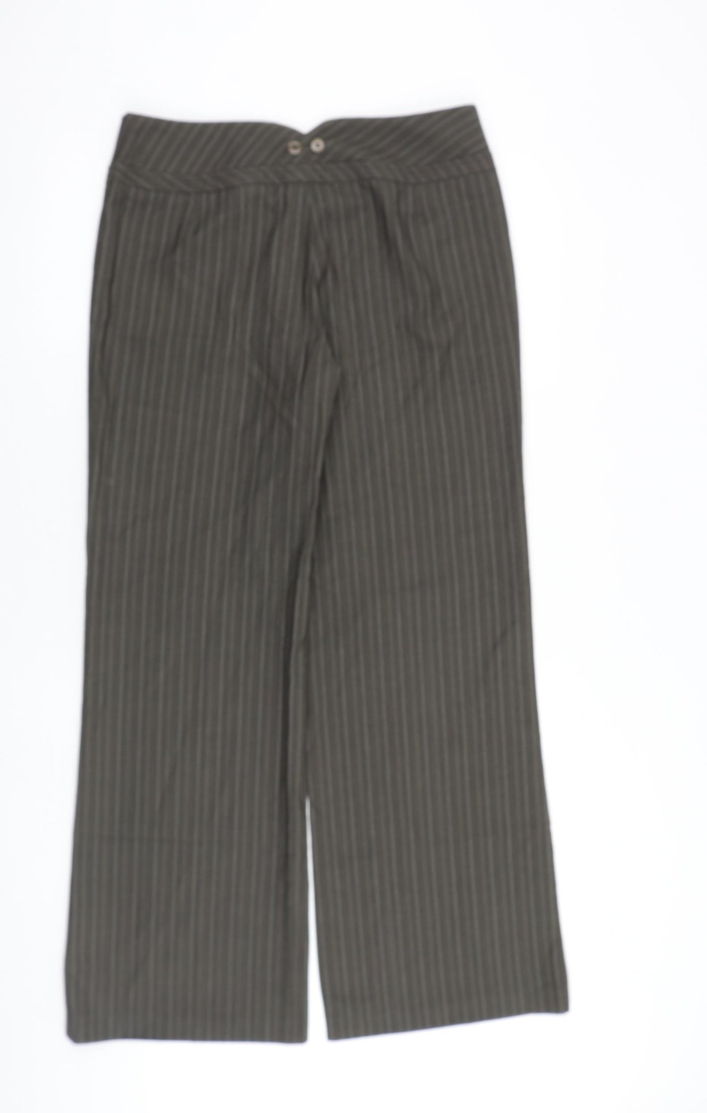 NEXT Womens Brown Striped Viscose Dress Pants Trousers Size 10 L31 in Regular Zip