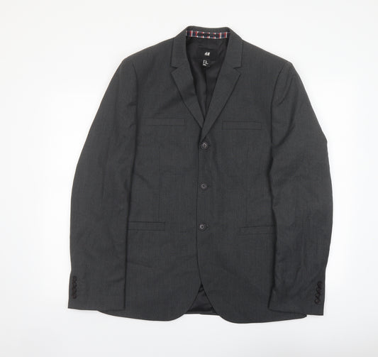 H&M Mens Grey Polyester Jacket Suit Jacket Size 42 Regular