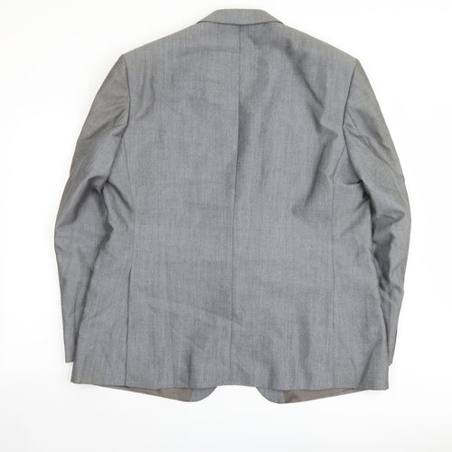 Pin Stripe Mens Grey Polyester Jacket Suit Jacket Size 48 Regular