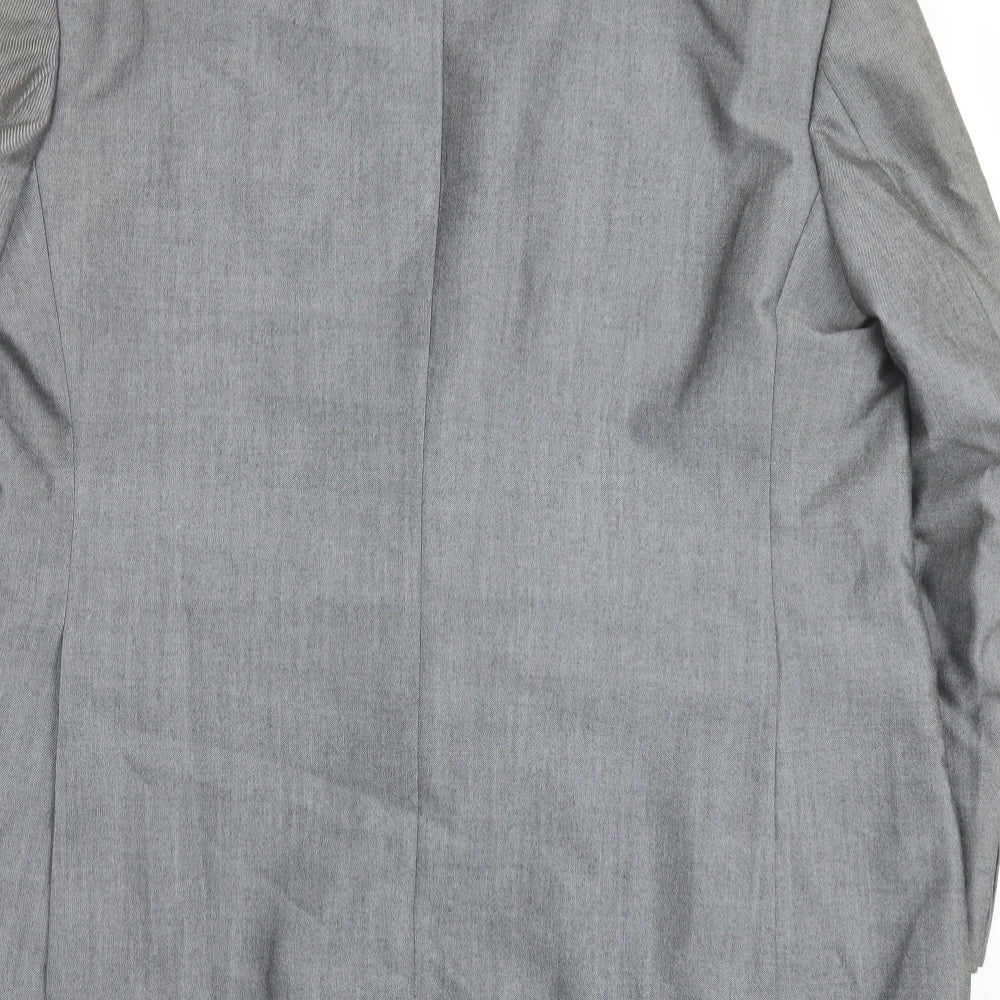 Pin Stripe Mens Grey Polyester Jacket Suit Jacket Size 48 Regular