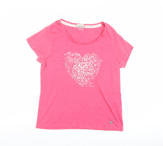 Lee Cooper Womens Pink Cotton Basic T-Shirt Size 18 Boat Neck - Heart