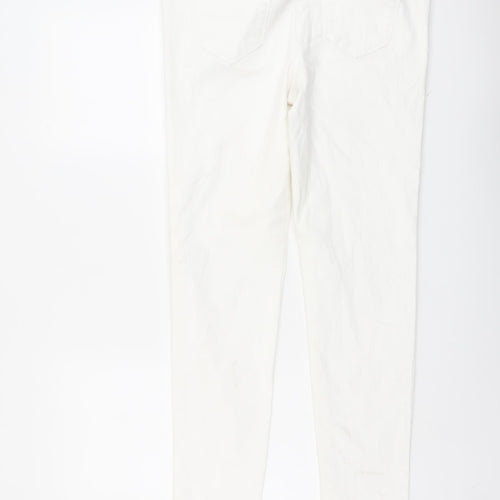 NEXT Womens White Cotton Skinny Jeans Size 34 in L31 in Regular Button