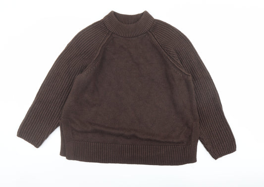 Marks and Spencer Womens Brown Mock Neck Acrylic Pullover Jumper Size L