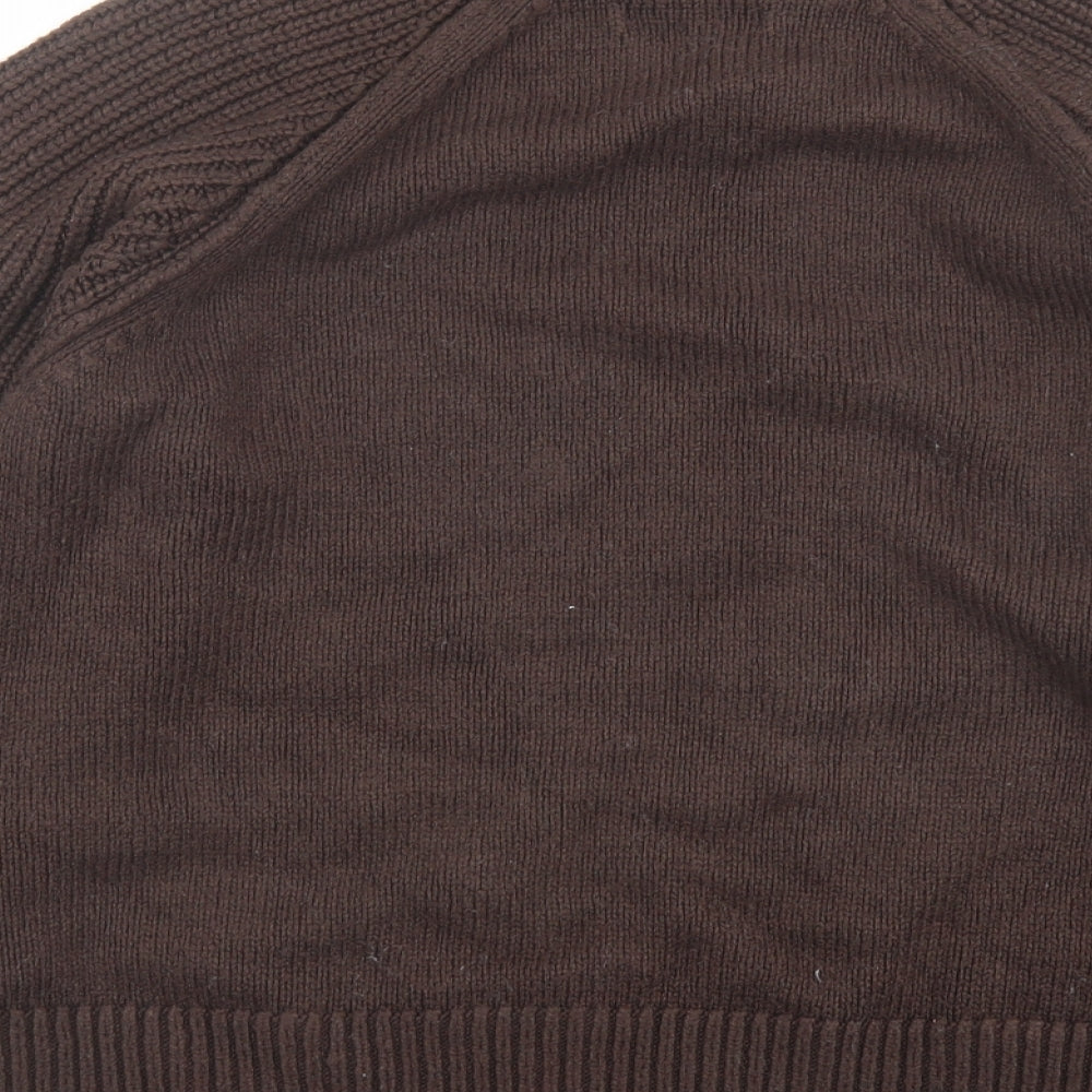 Marks and Spencer Womens Brown Mock Neck Acrylic Pullover Jumper Size L