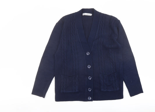 Pure&Natural Womens Blue V-Neck Acrylic Cardigan Jumper Size S