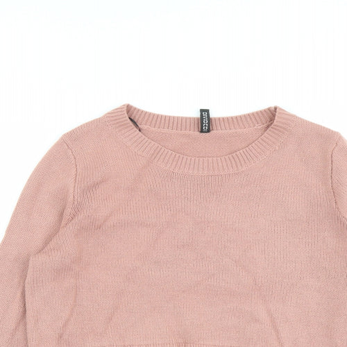 H&M Womens Pink Round Neck Acrylic Pullover Jumper Size M