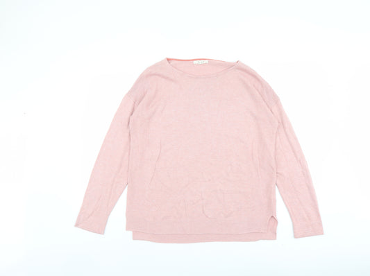 White Stuff Womens Pink Round Neck Cotton Pullover Jumper Size 10