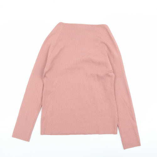 NEXT Womens Pink V-Neck Nylon Pullover Jumper Size L