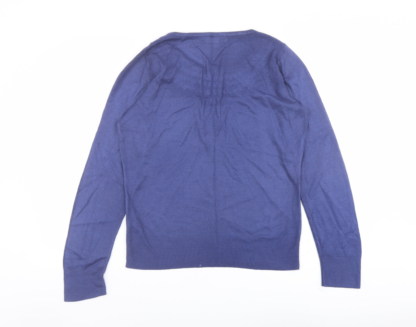 Per Una Womens Blue Round Neck Viscose Pullover Jumper Size 12