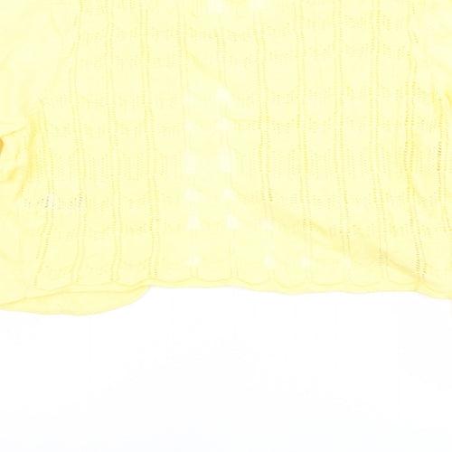 Monsoon Womens Yellow Round Neck Viscose Cardigan Jumper Size M