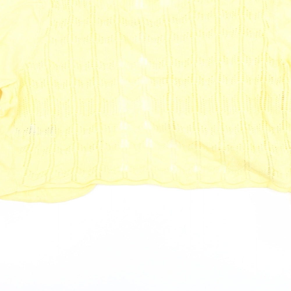 Monsoon Womens Yellow Round Neck Viscose Cardigan Jumper Size M