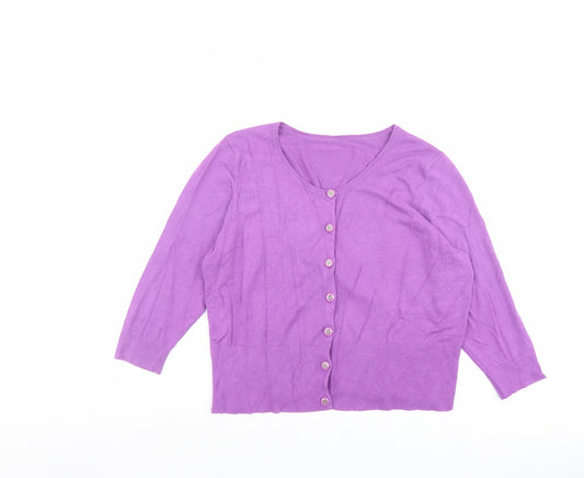 Principles Womens Purple Round Neck Viscose Cardigan Jumper Size 18