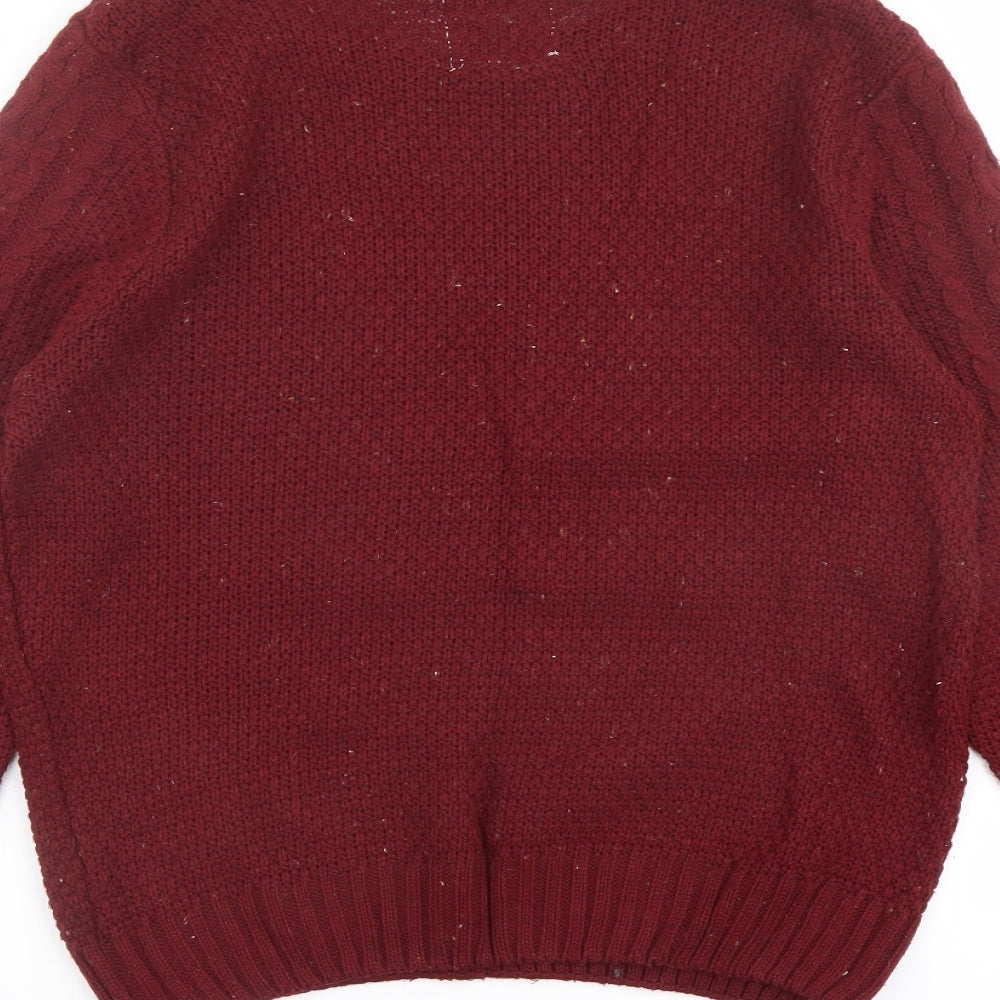 SoulCal&Co Mens Red Round Neck Acrylic Pullover Jumper Size S Long Sleeve
