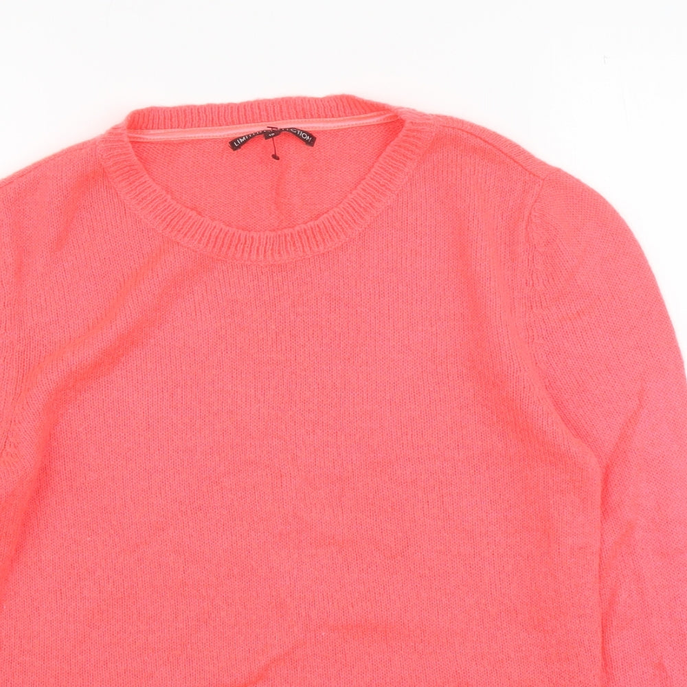 Limited Collection Womens Pink Round Neck Acrylic Pullover Jumper Size 10