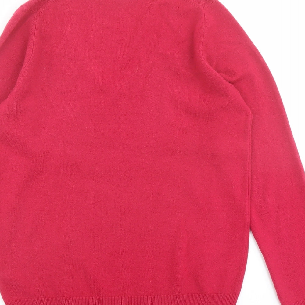 Marks and Spencer Womens Pink V-Neck Acrylic Pullover Jumper Size 10