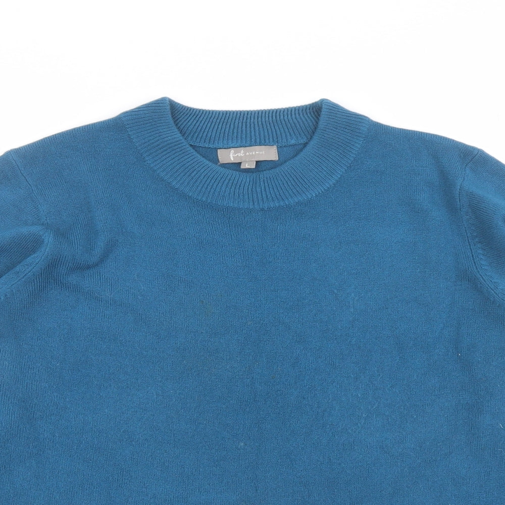 First Avenue Womens Blue Round Neck Acrylic Pullover Jumper Size L