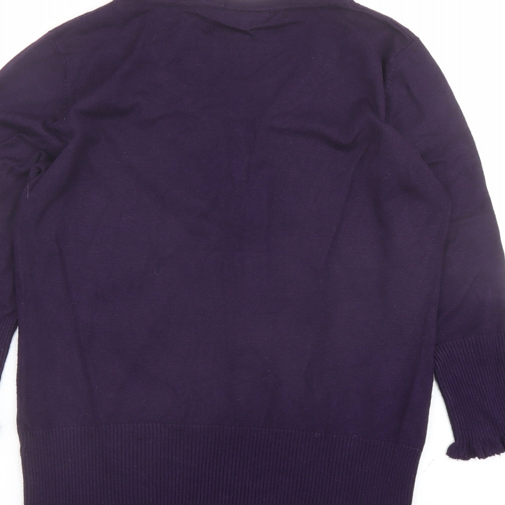 John Lewis Womens Purple V-Neck Viscose Pullover Jumper Size L