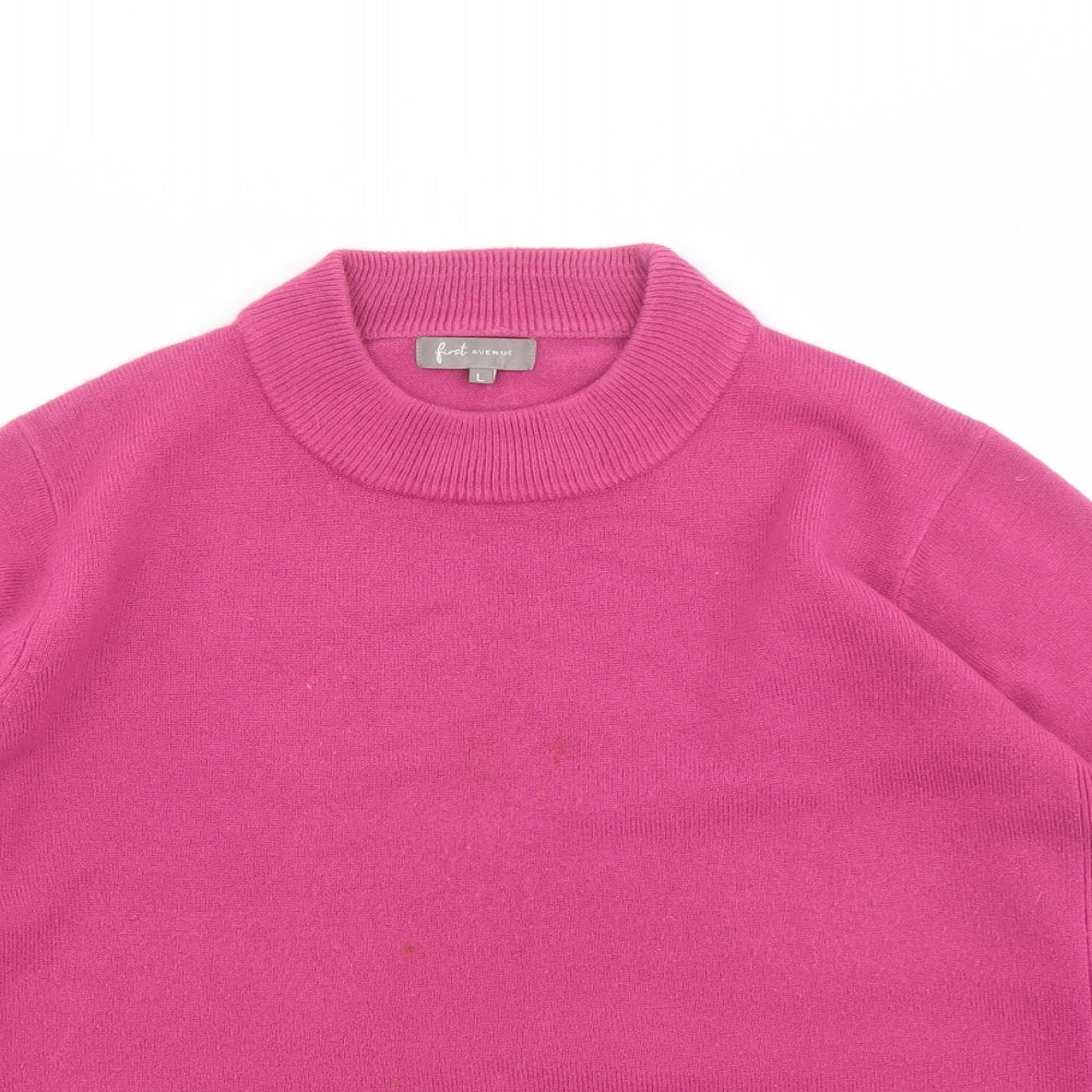 First Avenue Womens Pink Mock Neck Acrylic Pullover Jumper Size L