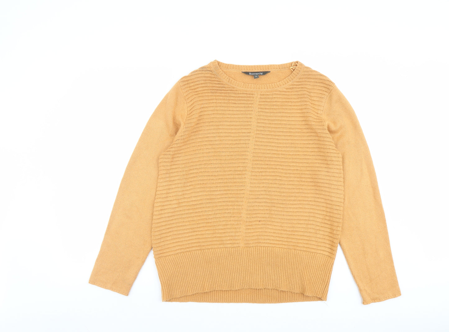 Bonmarché Womens Orange Round Neck Acrylic Pullover Jumper Size 16