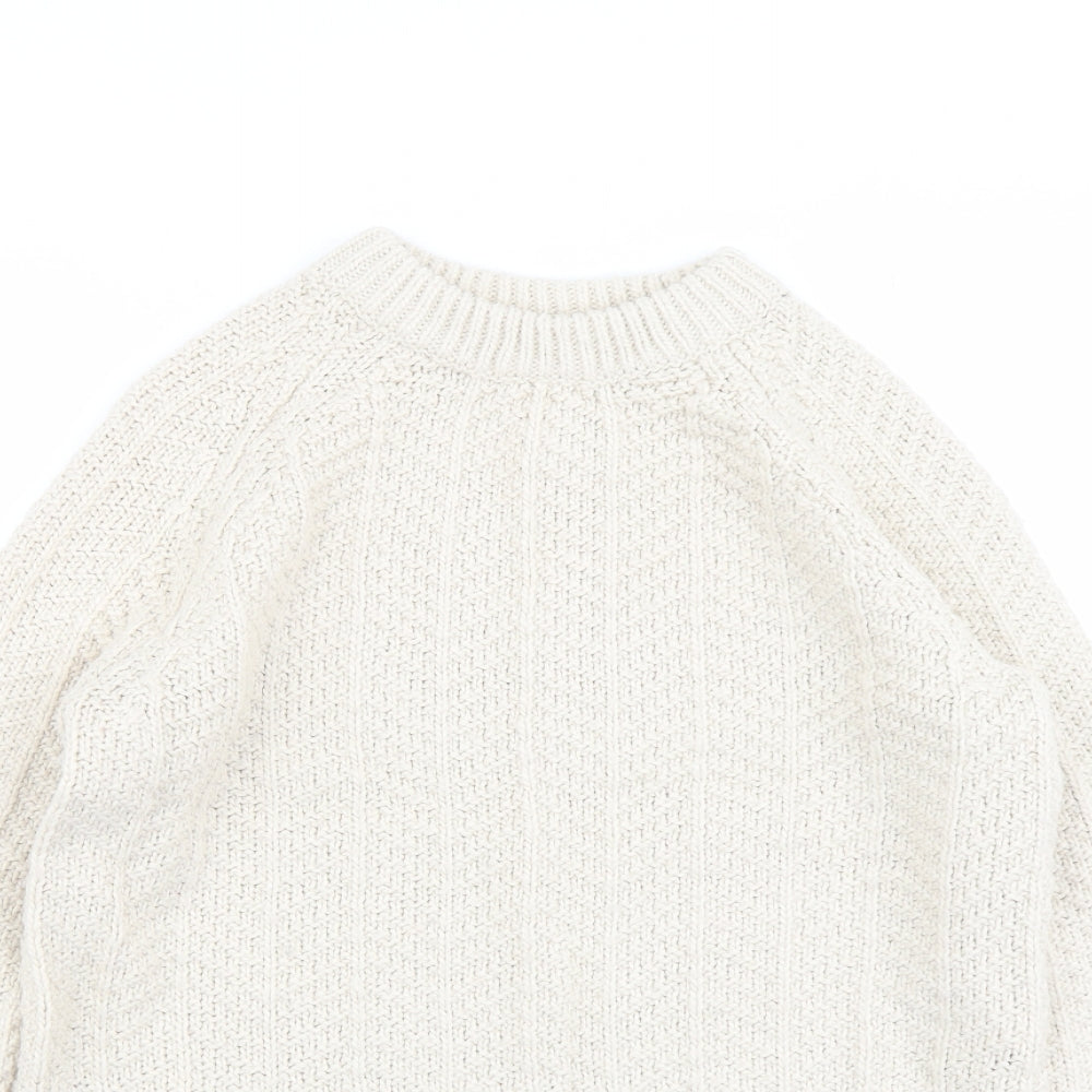 H&M Womens Ivory Round Neck Acrylic Pullover Jumper Size XS