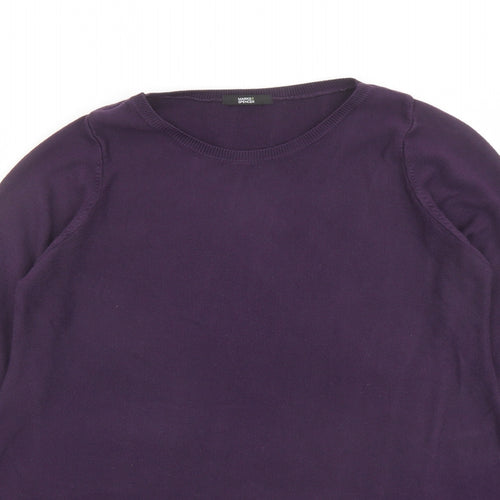 Marks and Spencer Womens Purple Round Neck Acrylic Pullover Jumper Size 16